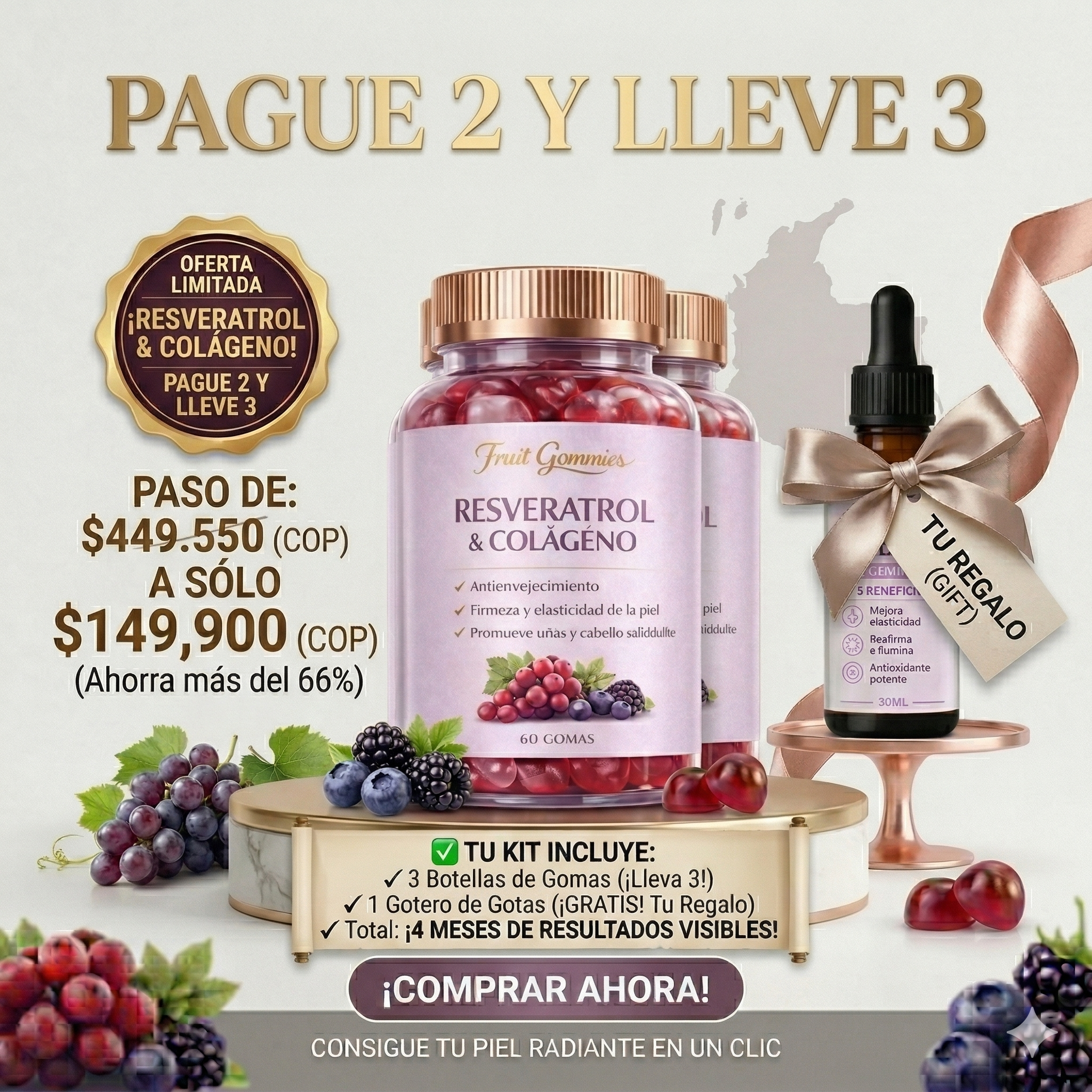 Gomitas Colageno Y Resveratrol + envio GRATIS y Obsequio⭐